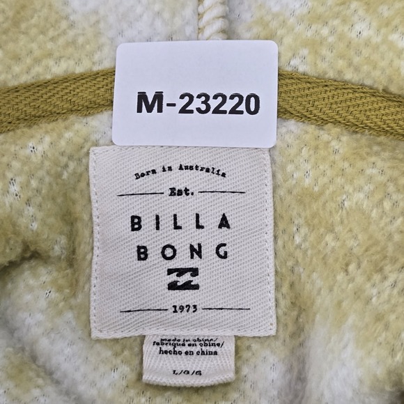 Billabong Women Sweatshirt L Yellow Floral Fleece Quarter Zip Time Off - Picture 2 of 9